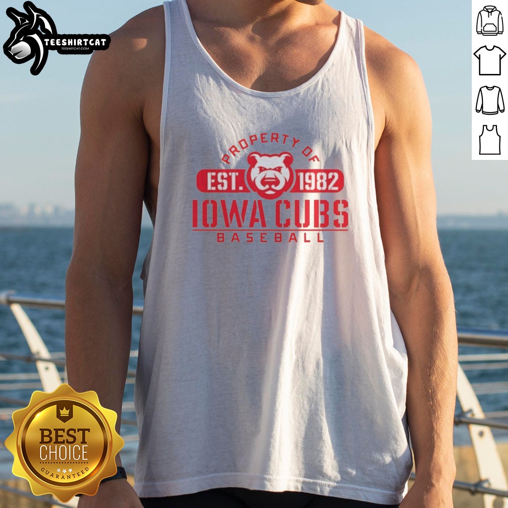 funny-iowa-cubs-minor-league-baseball-property-of-est-1982-tank-top Funny Iowa Cubs Minor League Baseball Property Of Est 1982 Tank top displayed on a neutral background