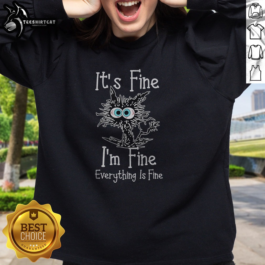 funny-it-s-fine-i-m-fine-everything-is-fine-panicking-spiky-creature-humor-sweatshirt Funny It'S Fine I'M Fine Everything Is Fine Panicking Spiky Creature Humor Sweatshirt in cozy fabric with vibrant print