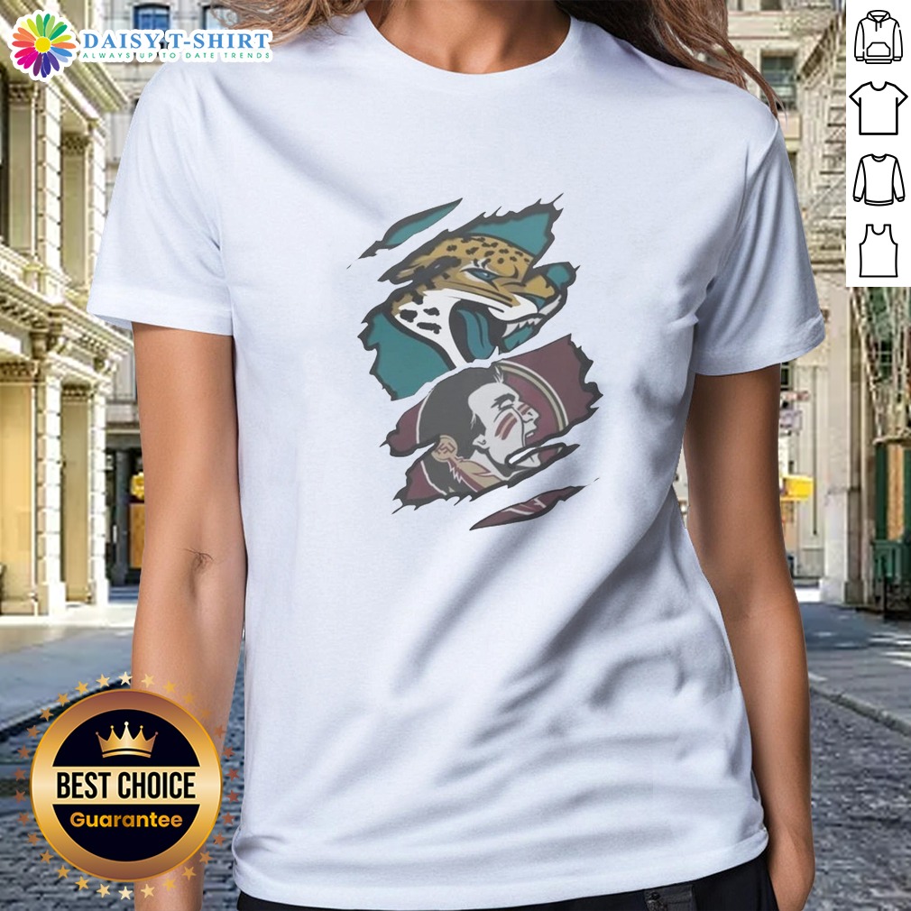 Funny Jacksonville Jaguars Florida State Seminoles Team Logo Ladies Shirt Funny Jacksonville Jaguars Florida State Seminoles Team Logo Ladies Shirt featuring a unique team design