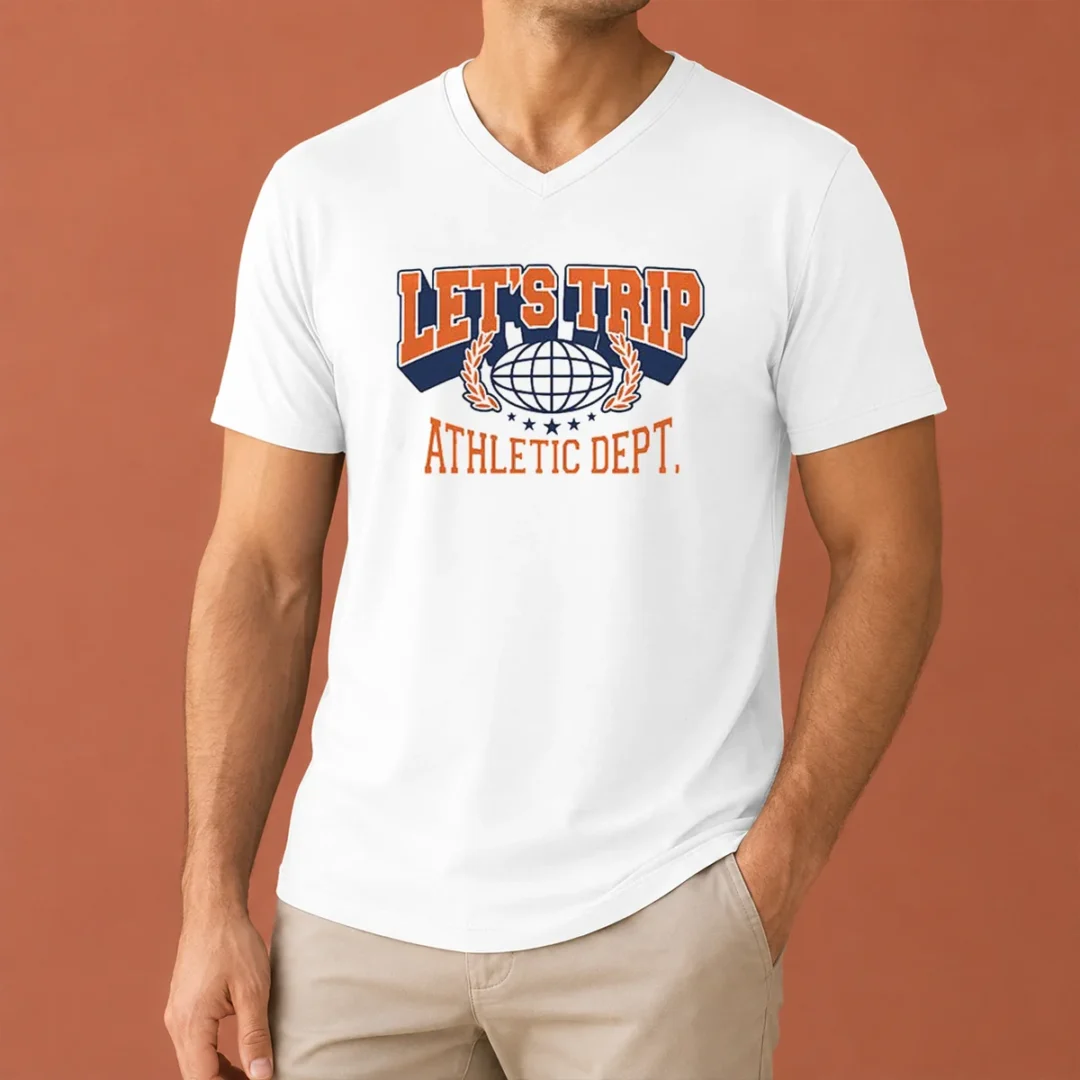 funny-lets-trip-athletic-dept-go-sports-v-neck-shirt Funny Lets Trip Athletic Dept Go Sports V-Neck Shirt
