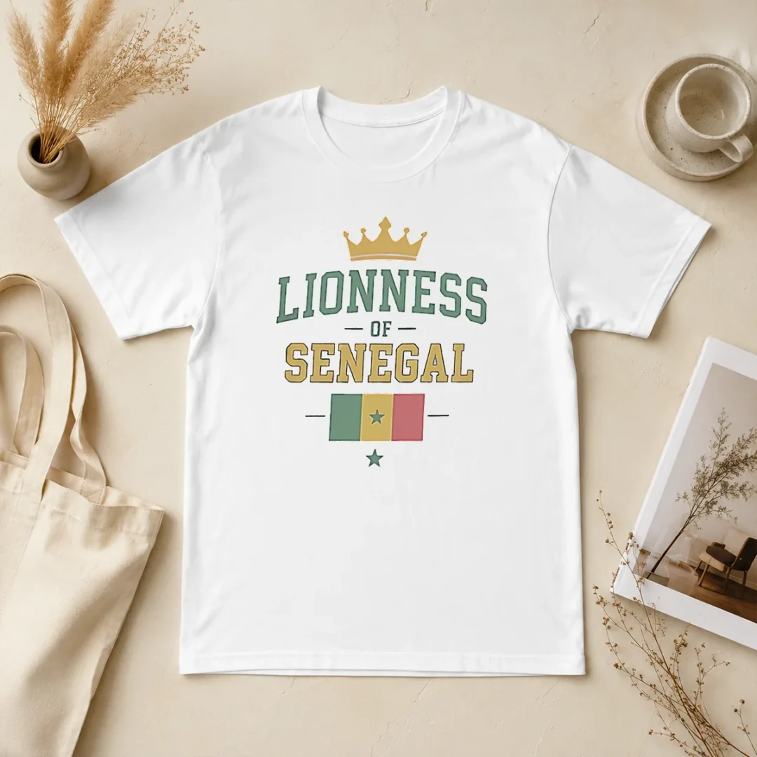 Funny Lioness Of Senegal Flag And Crown National t shirt Funny Lioness Of Senegal Flag And Crown National