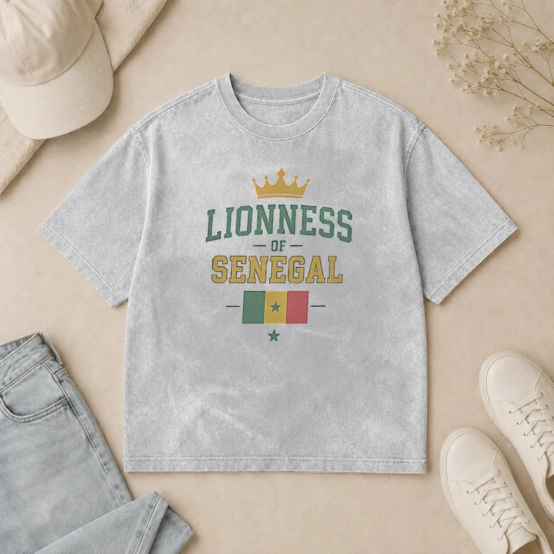 Funny Lioness Of Senegal Flag And Crown National Washed T Shirt Funny Lioness Of Senegal Flag And Crown National Washed T-Shirt
