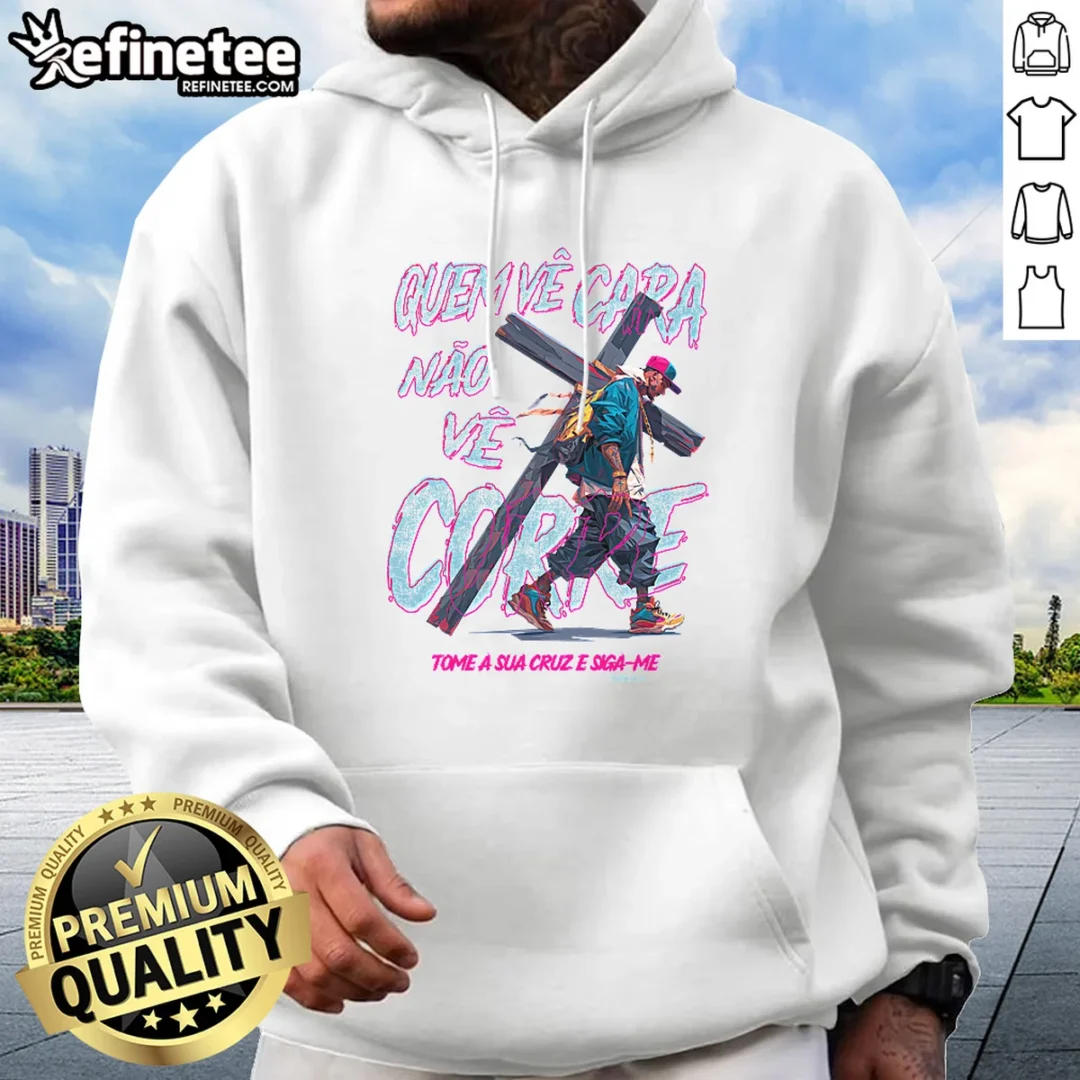 funny-man-you-see-the-face-not-the-hustle-take-up-your-cross-and-follow-me-hoodie Funny Man You See The Face Not The Hustle Take Up Your Cross And Follow Me Hoodie in dark color, front view with printed message