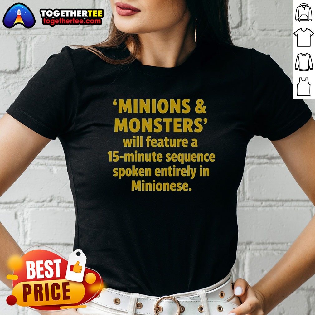 funny-minions-and-monsters-will-feature-a-15-minute-sequence-spoken-entirely-in-minionese-ladies-shirt Funny Minions And Monsters Will Feature A 15 Minute Sequence Spoken Entirely In Minionese Ladies shirt in light purple with graphic print