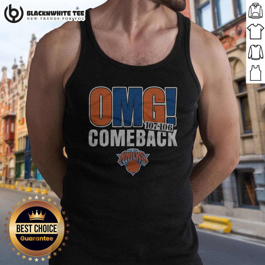 funny-new-york-knicks-omg-comeback-tank-top Funny New York Knicks OMG! Comeback Tank Top in white, sleeveless casual wear perfect for Knicks fans