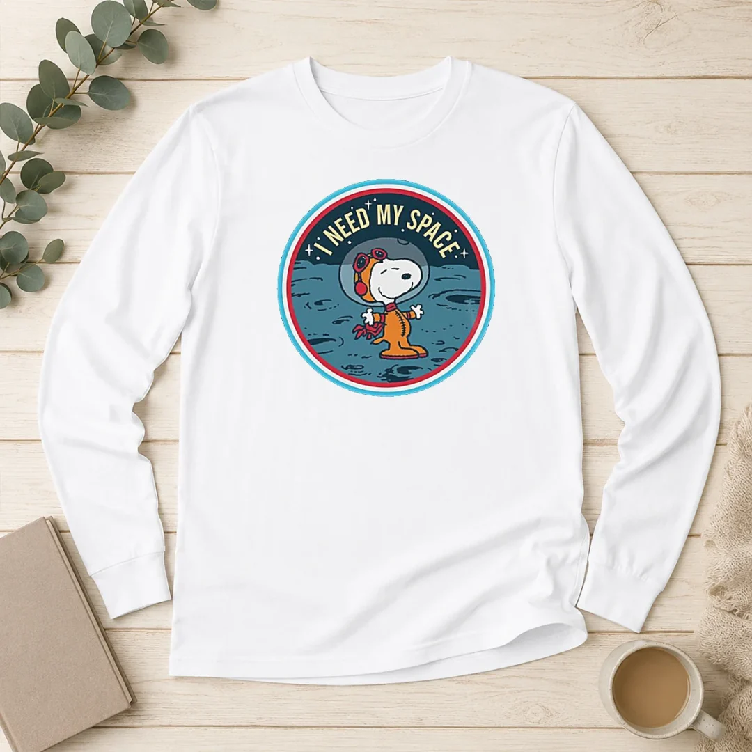 funny-peanuts-snoopy-on-the-moon-i-need-my-space-mens-long-sleeve-shirt Funny Peanuts Snoopy On The Moon I Need My Space Mens Long Sleeve Shirt