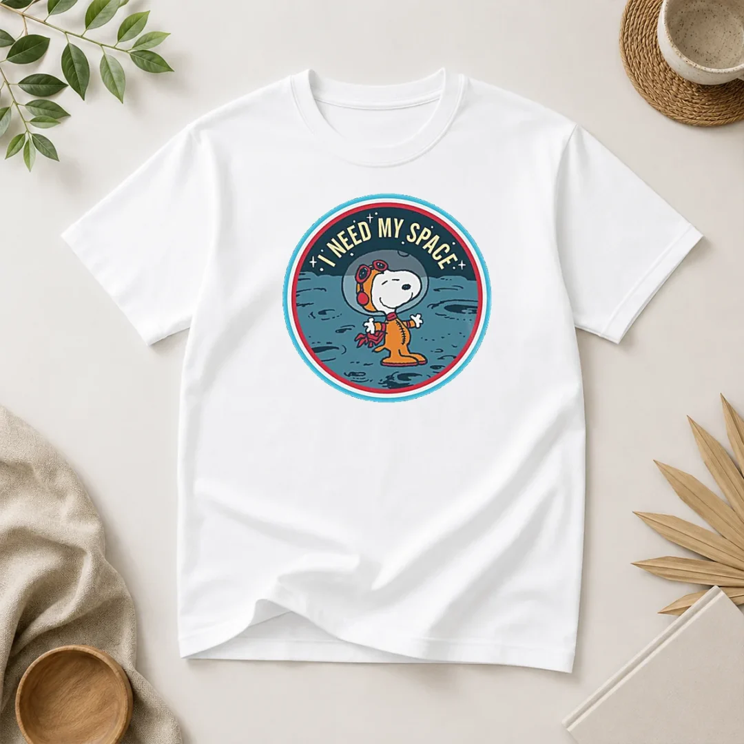 funny-peanuts-snoopy-on-the-moon-i-need-my-space-mens-t-shirt Funny Peanuts Snoopy On The Moon I Need My Space Mens
