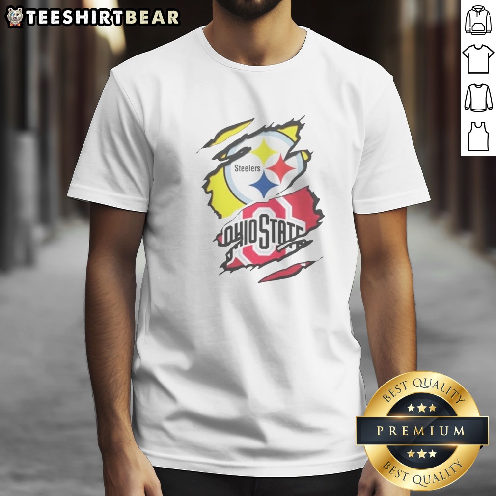 funny-pittsburgh-steelers-ohio-state-buckeyes-torn-logo-graphic-sport-shirt Funny Pittsburgh Steelers Ohio State Buckeyes Torn Logo Graphic Sport Shirt featuring a unique torn logo design.