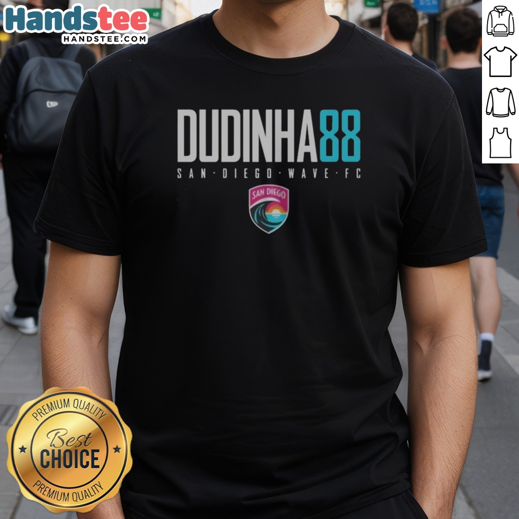 funny-san-diego-wave-fc-dudinha-88-san-diego-wave-fc-nwsl-soccer-team-shirt Funny San Diego Wave FC Dudinha 88 San Diego Wave FC NWSL Soccer Team Shirt displayed on a hanger