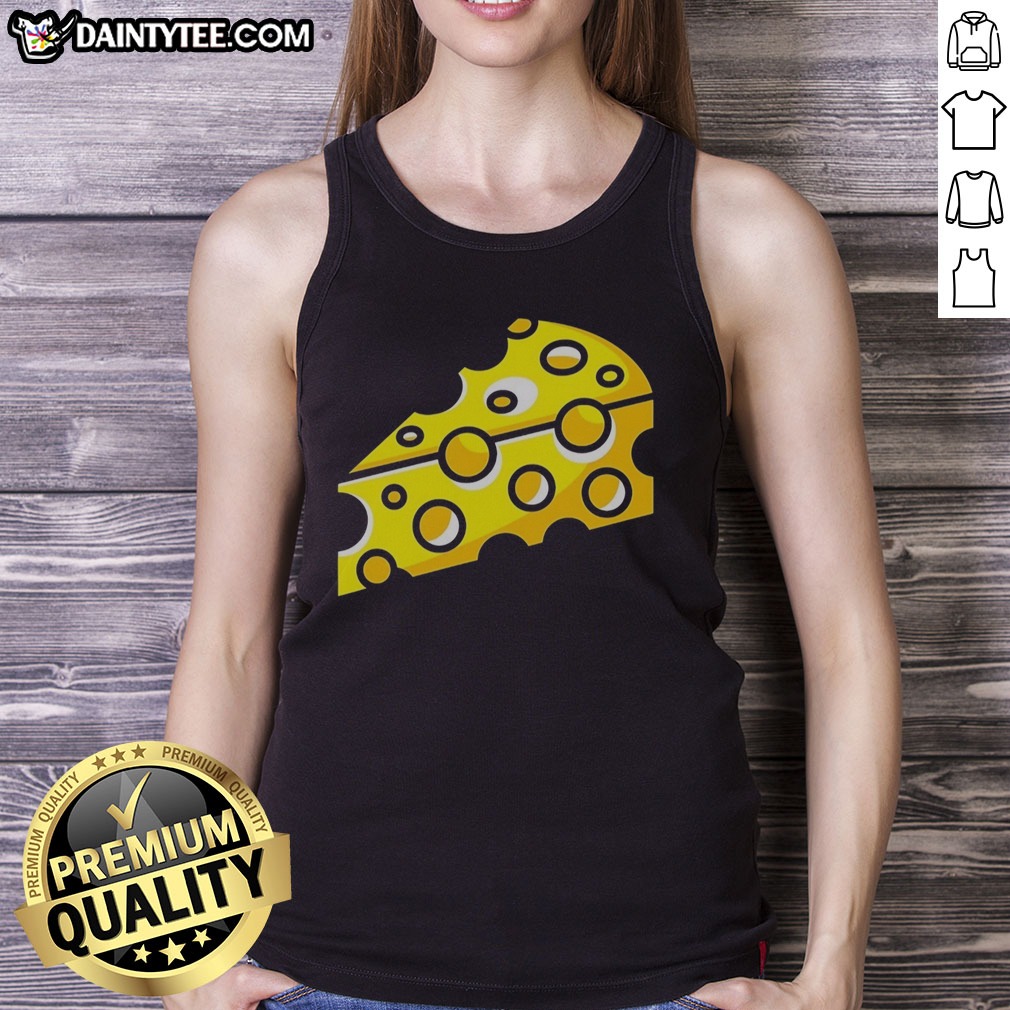 funny-swiss-cheese-hole-yellow-food-slice-dairy-snack-symbol-pattern-culinary-art-tank-top Funny Swiss Cheese Hole Yellow Food Slice Dairy Snack Symbol Pattern Culinary Art Tank top featuring a whimsical cheese design.