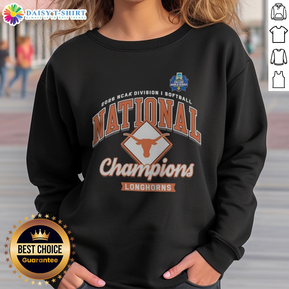 funny-texas-longhorns-2026-ncaa-division-i-softball-national-champions-longhorns-sweashirt Funny Texas Longhorns 2026 NCAA Division I Softball National Champions Longhorns Sweashirt displayed on a neutral background