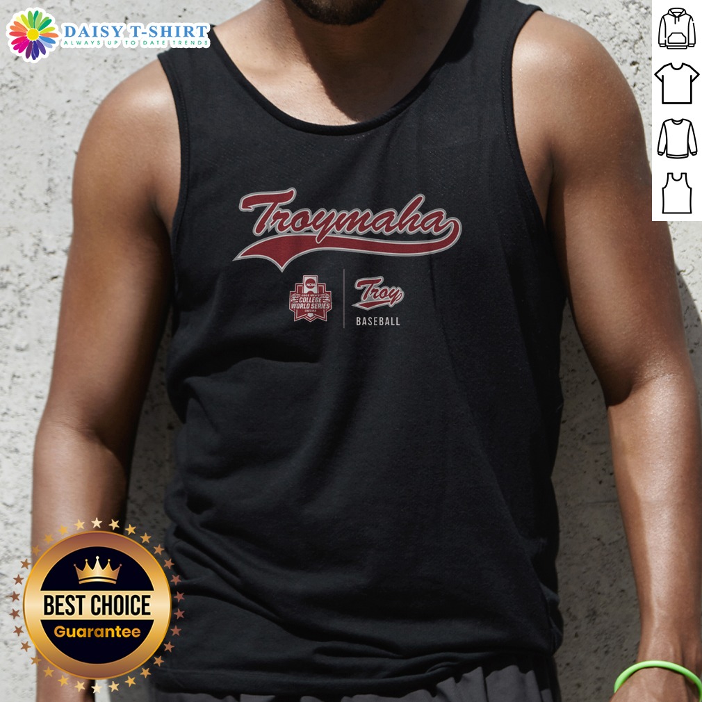 funny-troy-baseball-troymaha-tank-top Funny Troy Baseball Troymaha Tank Top in white, sleeveless casual wear with graphic text design