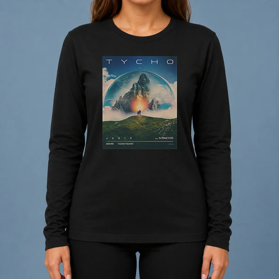 funny-tycho-june-20-2026-in-bellvue-colorado-poster-long-sleeve-shirt Funny Tycho June 20 2026 In Bellvue Colorado Poster long sleeve shirt in black, front view