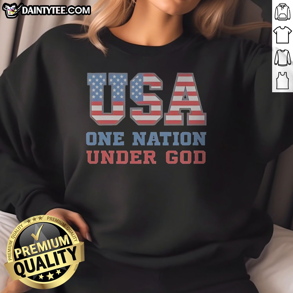 funny-usa-one-nation-under-god-american-flag-patriotic-stars-and-stripes-theme-sweatshirt Funny USA One Nation Under God American Flag Patriotic Stars And Stripes Theme Sweatshirt showcasing vibrant colors and design