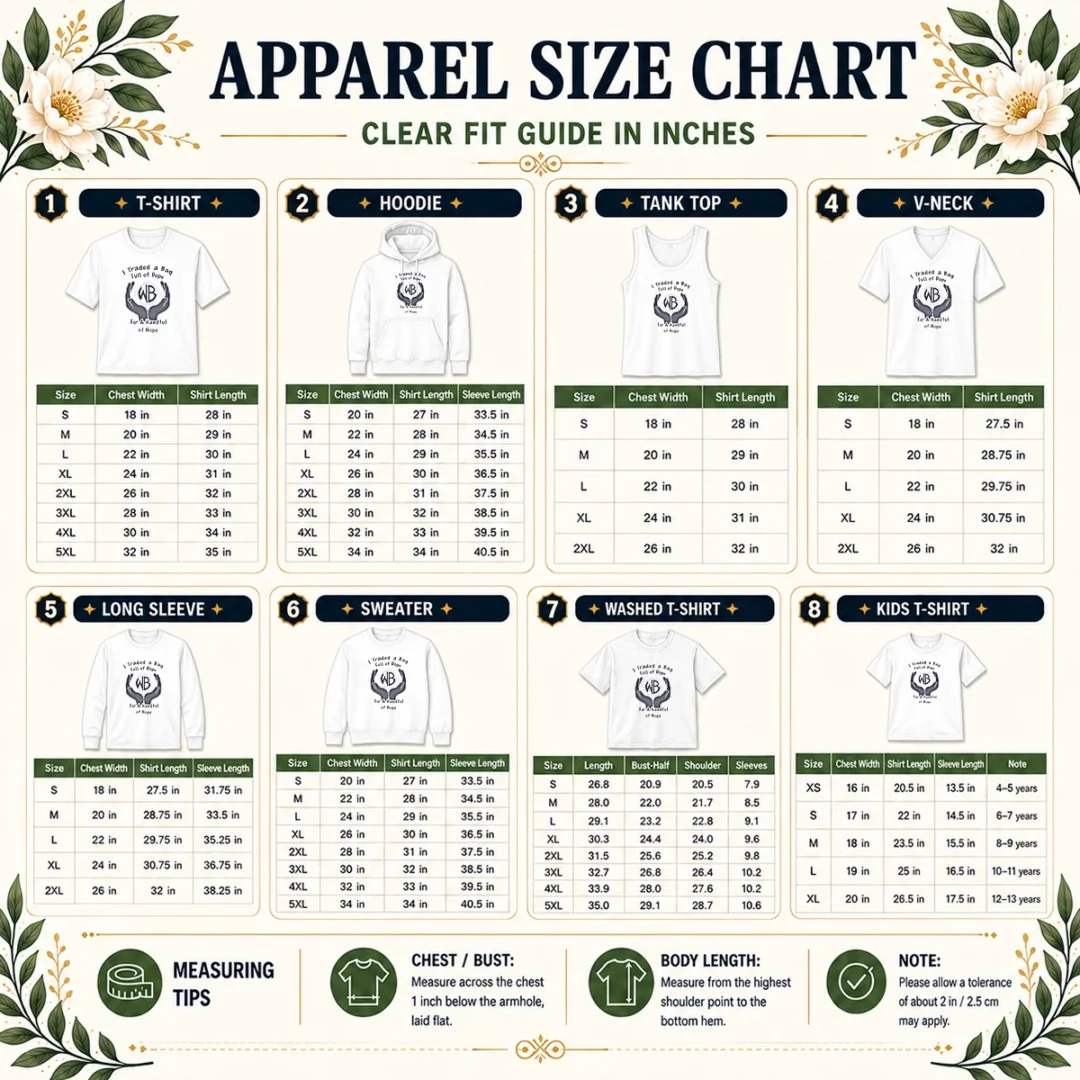 funny-warbux-anonymous-i-traded-a-bag-full-of-dope-for-a-handful-of-hope-size-chart Size chart for Funny Warbux Anonymous I Traded A Bag Full Of Dope For A Handful Of Hope with measurements in inches and cm