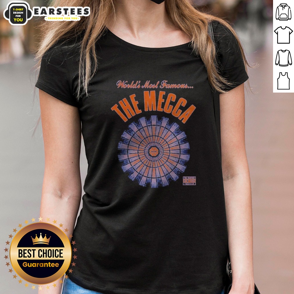 funny-world-s-most-famous-the-mecca-ladies-shirt Funny World'S Most Famous The Mecca ladies shirt featuring a casual fit and bold graphic print on soft fabric
