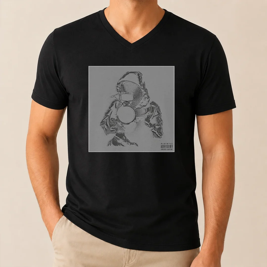Funny Yeat 2093 Parental Advisory Explicit Content Album Cover V Neck Shirt Funny Yeat 2093 Parental Advisory Explicit Content Album Cover V Neck Shirt in black showing front print