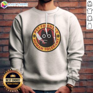 Pretty Pet Friendly Human Tolerant Black Cat With Knife Funny Parody Art Cotton Sweatshirt - Comfortable and quirky design.