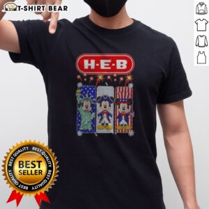 Original H E B Mickey Mouse USA Patriotic Fireworks Shirt featuring a festive Mickey Mouse design with fireworks on a comfortable cotton tee