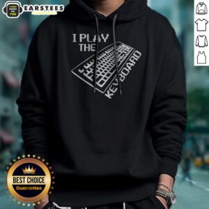 Top I Play The Keyboard hoodie in black, featuring a musical keyboard graphic on the front