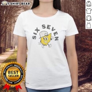 Funny Ohio Map Columbus Cleveland Cincinnati Toledo Akron Dayton Six Seven Ladies shirt on a vibrant background