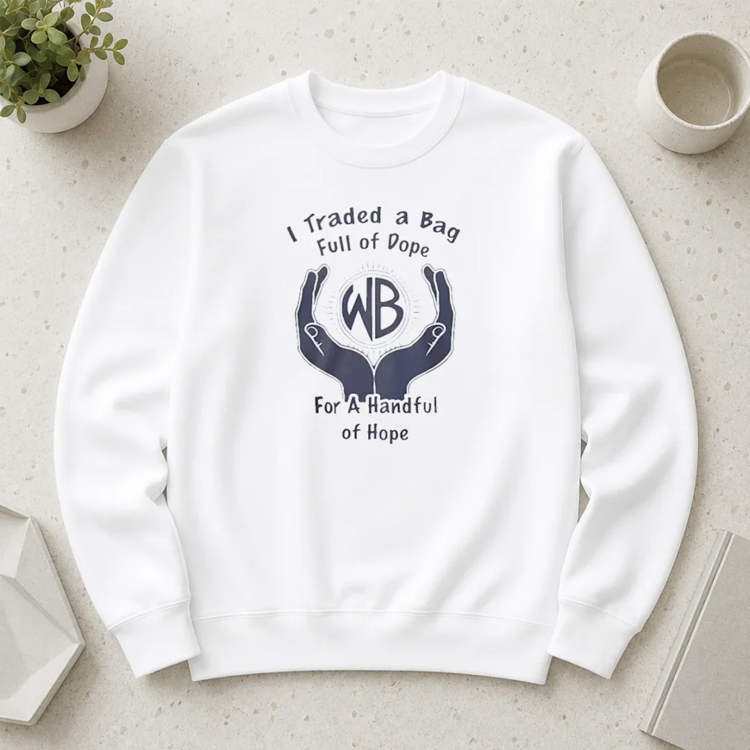 good-i-traded-a-bag-full-of-dope-for-a-handful-of-hope-sweater Good I Traded A Bag Full Of Dope For A Handful Of Hope sweater in dark gray with bold white text across the chest