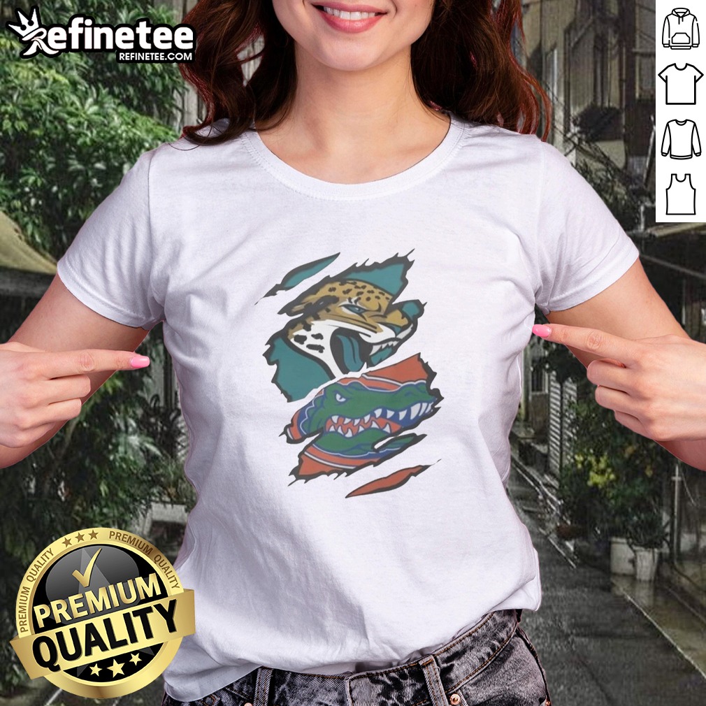 good-jacksonville-jaguars-florida-gators-nfl-college-football-girlt-shirt Good Jacksonville Jaguars Florida Gators NFL College Football girlt shirt featuring team colors and logo