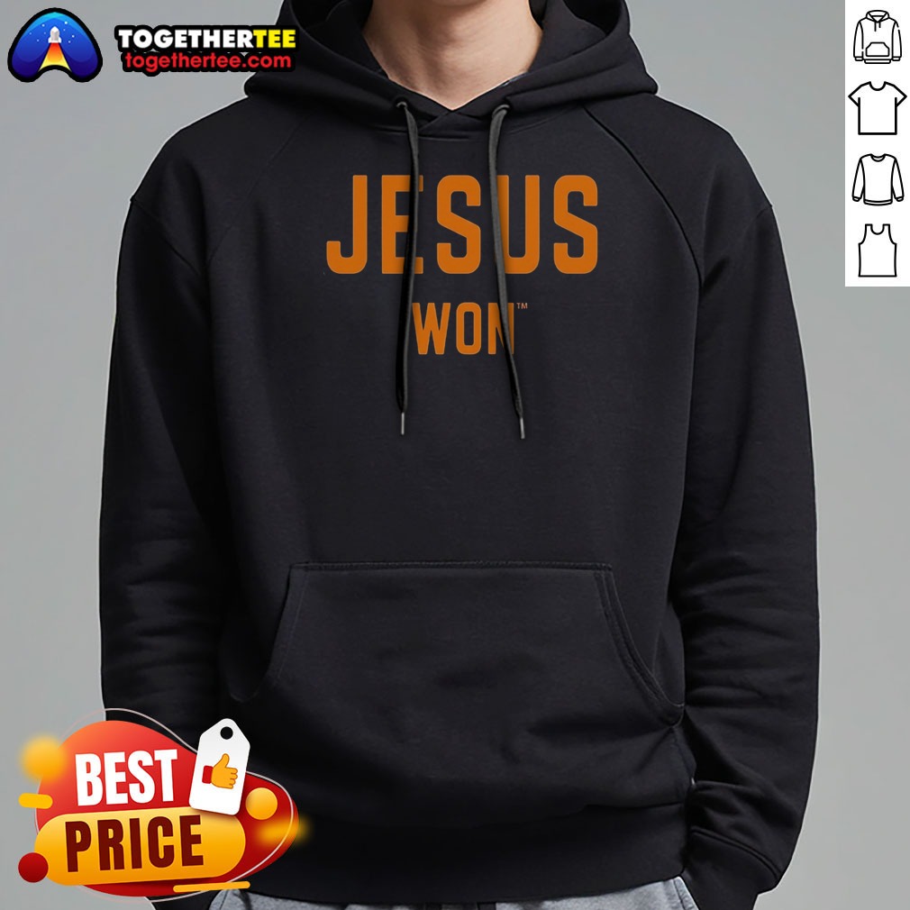 good-jesus-won-apparel-christian-faith-religious-message-theme-hoodie Good Jesus Won Apparel Christian Faith Religious Message Theme Hoodie in black with bold white lettering on front