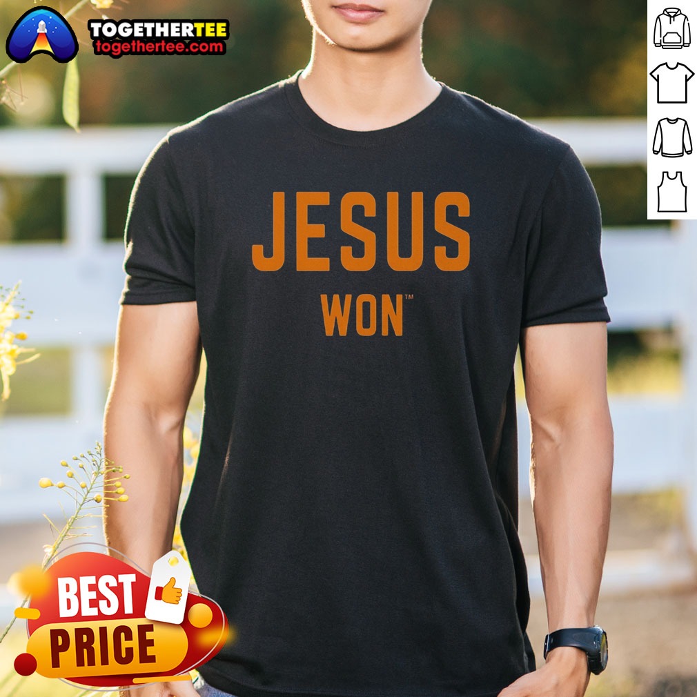 good-jesus-won-apparel-christian-faith-religious-message-theme-shirt Good Jesus Won Apparel Christian Faith Religious Message Theme Shirt featuring bold text on a comfortable cotton tee