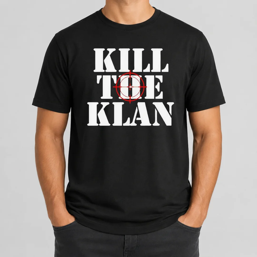 Good Kill The Klan Anti Racism Crosshair Target Graphic Statement T Shirt Good Kill The Klan Anti Racism Crosshair Target Graphic Statement t shirt in black, short sleeve cotton tee with bold graphic