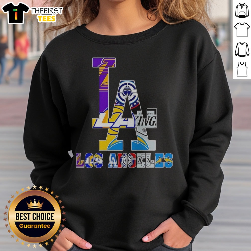 good-los-angeles-sports-teams-la-logos-sweatshirt Good Los Angeles Sports Teams LA Logos Sweatshirt featuring vibrant team logos for fans.
