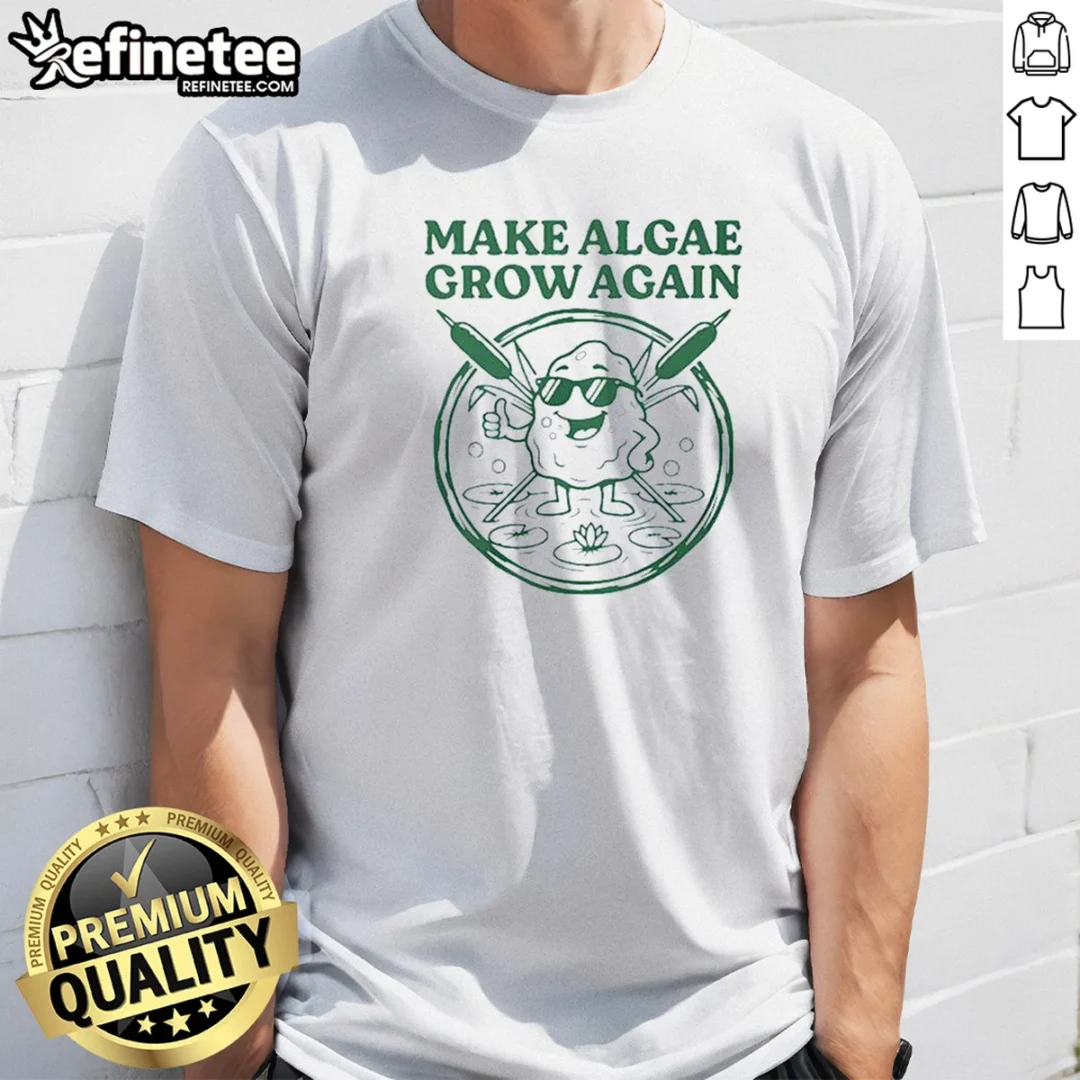 good-make-algae-grow-again-t-shirt Good Make Algae Grow Again t shirt in classic fit with short sleeves and round neckline