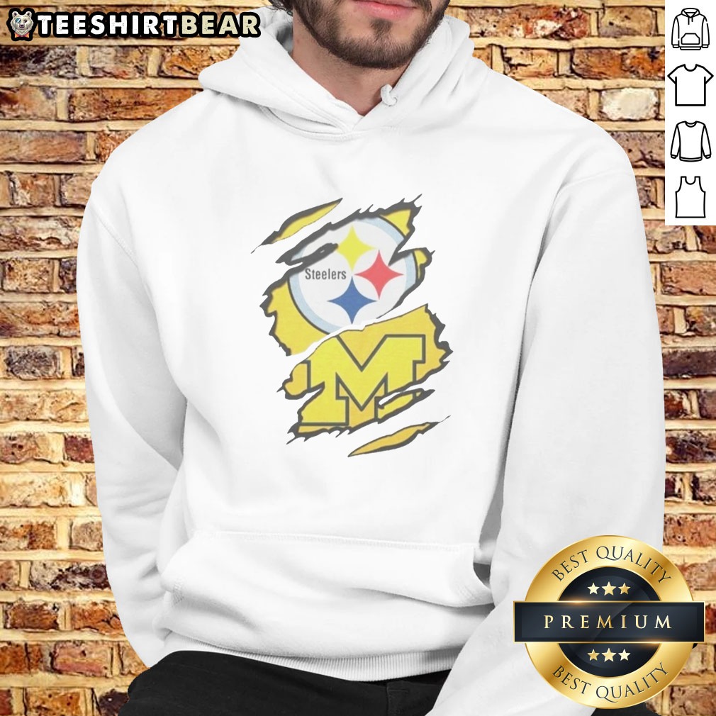 good-pittsburgh-steelers-michigan-wolverines-torn-metal-logo-graphic-hoodie Good Pittsburgh Steelers Michigan Wolverines Torn Metal Logo Graphic Hoodie featuring a distressed logo design