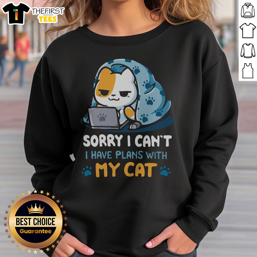 good-sorry-i-can-t-i-have-plans-with-my-cat-sweatshirt Good Sorry I Can'T I Have Plans With My Cat Sweatshirt in cozy grey fleece, perfect for cat lovers