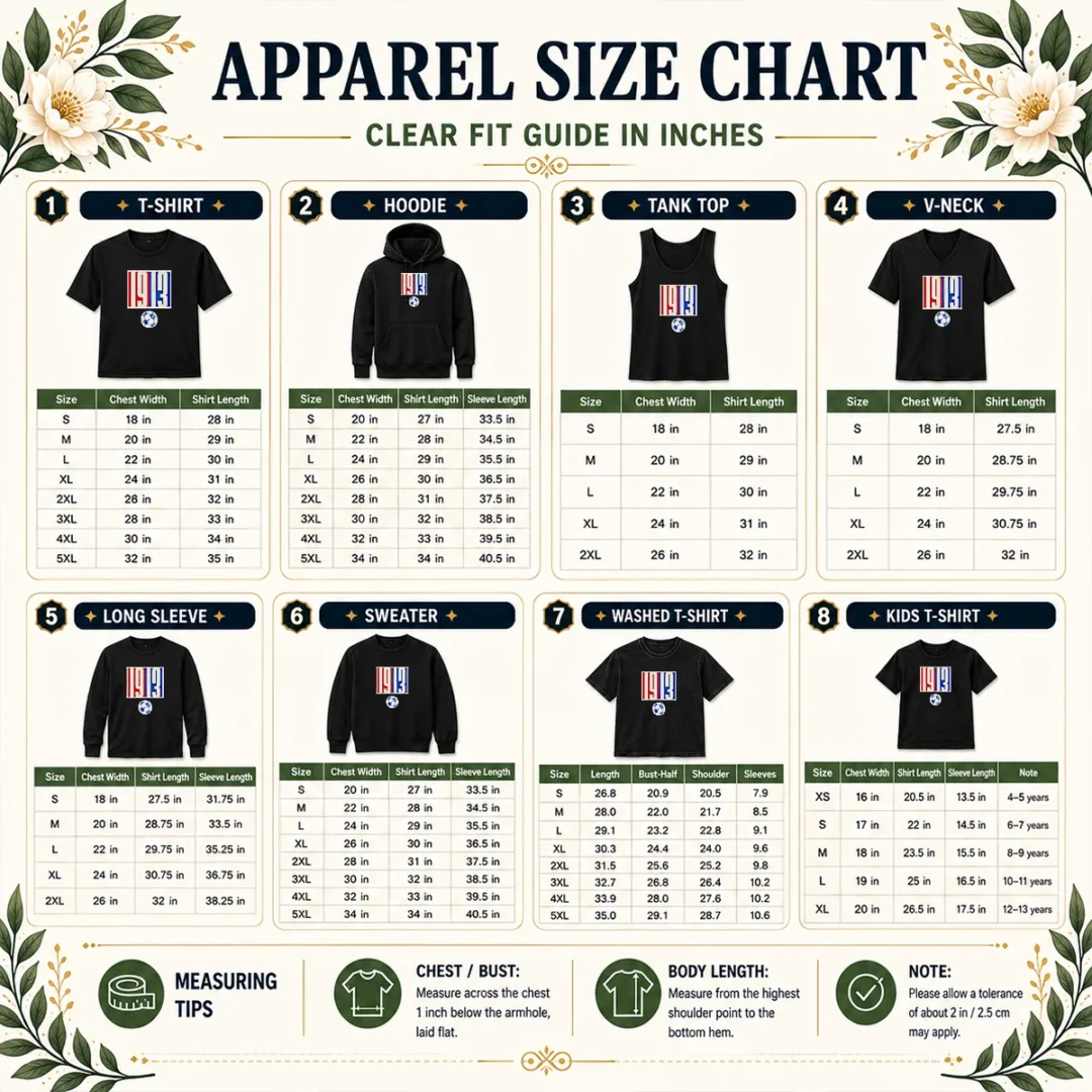 good-u-s-soccer-retro-1913-soccer-size-chart Size chart for Good U.S. Soccer Retro 1913 Soccer with measurements in inches and cm