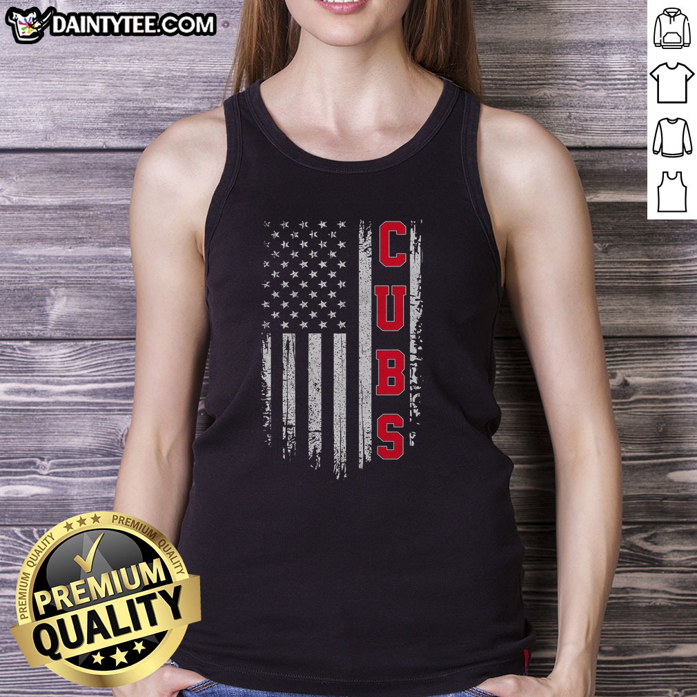 good-vintage-cubs-name-american-us-flag-sports-tank-top Good Vintage Cubs Name American US Flag Sports Tank top displayed on a flat surface with vibrant colors.