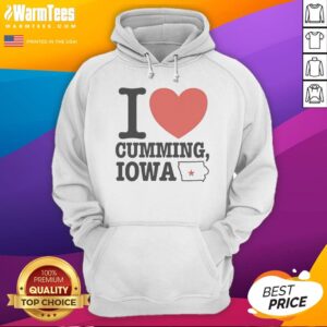 Pretty I Heart Cumming Iowa hoodie in soft fabric with front pocket and drawstring hood