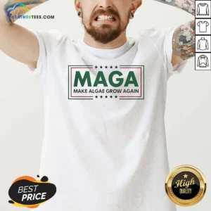 Pretty MAGA Make Algae Grow Again V Neck Shirt v neck optimized, women's fitted V neck tee in white