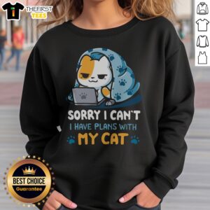 Good Sorry I Can'T I Have Plans With My Cat Sweatshirt in cozy grey fleece, perfect for cat lovers