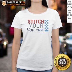 Hot Stitch Your Voice Checkered Flag Retro Ladies Shirt featuring a unique checkered flag design.
