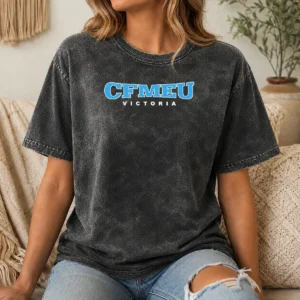 Official Cfmeu Victoria Blue Logo Washed T-Shirt