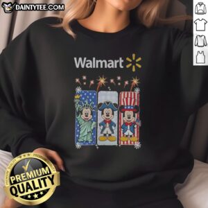 Nice Walmart Mickey Mouse Statue Of Liberty Patriot Independence Day Sweatshirt showing a cozy crewneck design with patriotic graphics