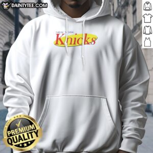 Hot New York Knicks Seinfeld Logo Hoodie featuring a bold Knicks and Seinfeld graphic on a comfortable pullover hoodie