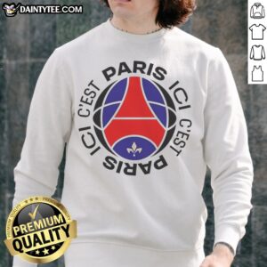Pretty Paris Saint Germain Football Club Ici C'Est Paris Sweatshirt featuring vibrant club colors and logo.
