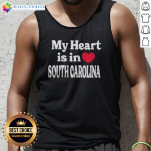 Official My Heart Is In South Carolina State Pride Typography Slogan Heart Design Tank Top displayed on a neutral background