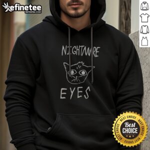 Nice Nightmare Eyes Cat Drawing hoodie featuring a whimsical cat illustration on soft fabric.