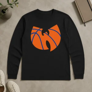 Official Wu Tang Clan X New York Knicks Logo long sleeve shirt in black with bold graphic print