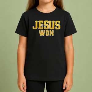 Good Jesus Won Christian Religious Faith Inspirational Quote Sport Style Kids T-Shirt