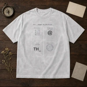 Official Paper At The Disco Educational Worksheet Parody Washed T Shirt showing front print on soft washed cotton fabric