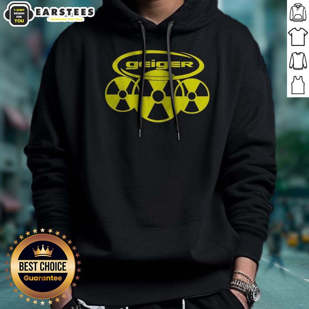 hot-geiger-radiation-symbol-pop-culture-logo-design-radioactive-nuclear-hazard-hoodie Hot Geiger Radiation Symbol Pop Culture Logo Design Radioactive Nuclear Hazard hoodie displayed on a hanger